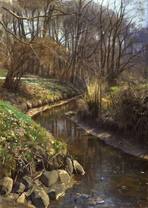 Peder Mørk Mønsted, Spring at the Forest Stream by klassik art