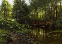 Peder Mørk Mønsted, Summer's Day at the Forest Stream by klassik art