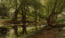 Peder Mørk Mønsted, Spring Day at the Forest Stream by klassik art