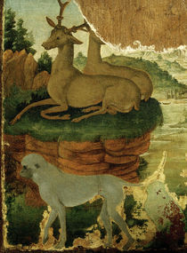 Botticelli and Lippi (?), Landscape with roe deer and apes by klassik art