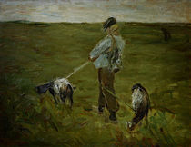 Liebermann / Boy with Goats / Painting by klassik art