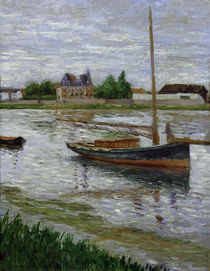 Caillebotte / Anchored Boat on Seine by klassik art