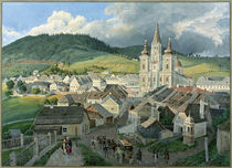Mariazell mit Wallfahrtskirche /  Aquarell von E. Gurk von klassik art