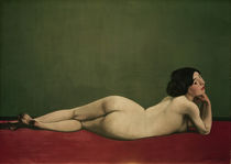 F.Vallotton, Reclining nude on red by klassik art