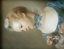 J.B.Perronneau / Girl with cat / Pastel by klassik art