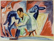 E.L.Kirchner / Farmer Milking by klassik art