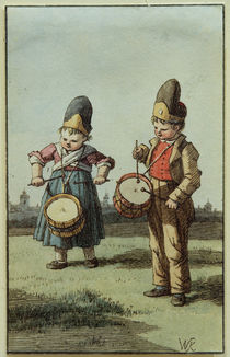 W. v. Kobell, Trommelndes Kinderpaar by klassik art