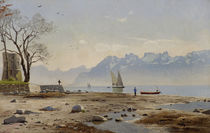 Genfer See mit Tour Haldimand / Gemälde von P.Mönsted von klassik art