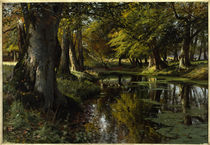 Peder Mørk Mønsted, Late Summer at the Forest Stream by klassik art