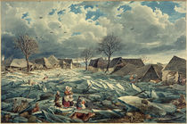 Wien, Hochwasser 1830,  Leopoldau / Aquarell von E. Gurk von klassik art