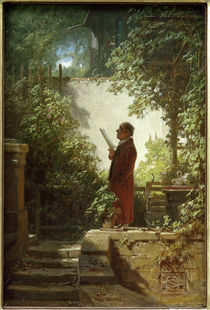 Reading the Paper in Garden / C.Spitzweg by klassik art