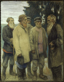 Leo Tolstoj mit Bauern / Pastell von Bogdanow-Bjelski von klassik art