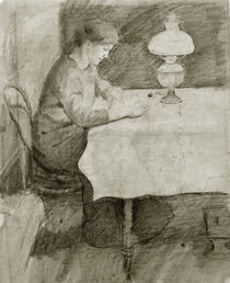 August Macke / Elisabeth Reading by an Oil Lamp by klassik art