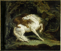Th. Géricault, Pferd, von Löwe angegriff. by klassik art