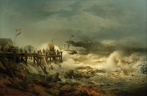 A Steamship Leaving Port / A. Achenbach / Painting, 1870 by klassik art