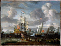 A.Storck, Eine engl. Yacht salutiert holländ. Kriegsschiff by klassik art