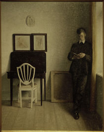 V. Hammershöi, Interieur mit lesendem jungen Mann by klassik art