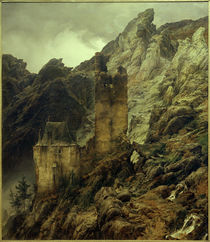 Rocky Landscape: Gorge and Ruins / C. F. Lessing / Painting, 1830 by klassik art