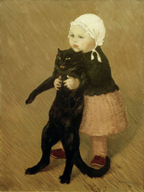 Th. A.Steinlen, Little girl with cat / painting by klassik art