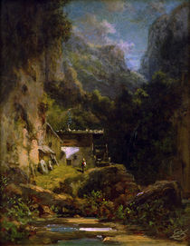 Spitzweg / Mill in Wooded Gorge /  c. 1870 by klassik art