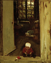 M.Liebermann, Spielendes Kind in Haustür von klassik art
