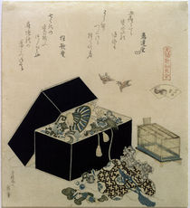 Hokusai, Spatzenmuschel / Farbholzschnitt 1821 von klassik art