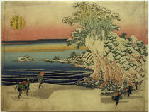 Hokusai, Küste Sodegaura / Fächerbild 1830–1844 von klassik art