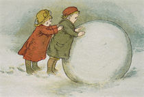 Children Rolling Snowballs by Lizzie Mack