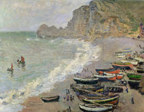 Etretat, beach and the Porte d'Amont von Claude Monet