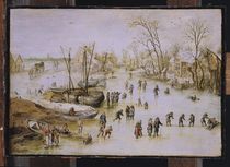 Skaters on the Lake by Jan Brueghel the Elder