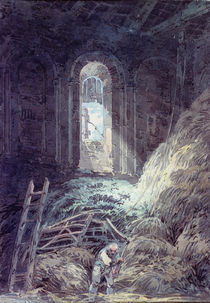 A Barn, Interior of the Ruined Refectory of St. Martin's Priory von Joseph Mallord William Turner