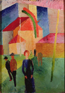 Church Decorated with Flags von August Macke