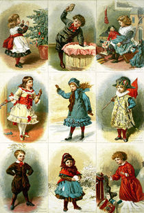 Christmas cards depicting various children's activities by Charles J. Staniland