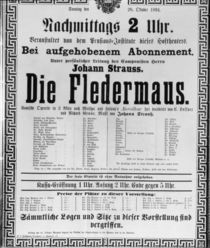 Poster advertising 'Die Fledermaus' by Johann Strauss the Younger von Austrian School