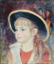 Portrait of a Young Girl in a Blue Hat von Pierre-Auguste Renoir