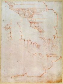 Inv. 1859 6-25-560/2. R. Drawing of architectural details von Michelangelo Buonarroti