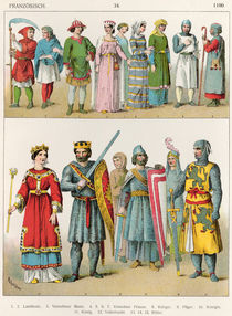 French Dress, c.1100, from 'Trachten der Voelker' by Albert Kretschmer