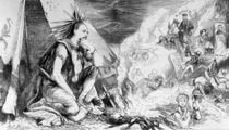 'Pictures in the Fire', cartoon from 'Tomahawk' magazine by Matthew "Matt" Somerville Morgan