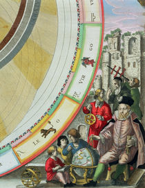 Tycho Brahe , detail from a map showing his system of planetary orbits von Andreas Cellarius