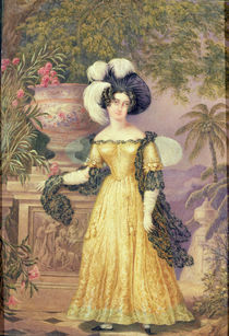Lady Rowe, standing small full length on a terrace by Isaac Mendes Belisario