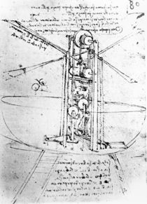 Vertically standing bird's-winged flying machine von Leonardo Da Vinci