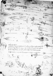 Sheet of studies of foot soldiers and horsemen in combat by Leonardo Da Vinci