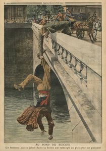 On the brink of suicide, illustration from 'Le Petit Journal' von French School