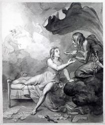 Thomas Chatterton receives a bowl of poison from Despair von John Flaxman