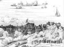 The Swan Theatre on the Bankside as it appeared in 1614 von English School