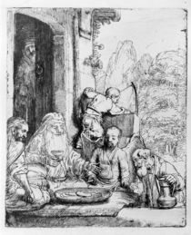 Abraham entertaining the angels by Rembrandt Harmenszoon van Rijn