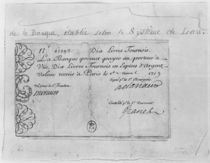 French banknote for ten pounds from the Law Bank by French School