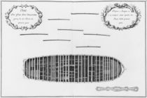 Plan of the first deck of a vessel by French School