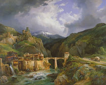 Village and Bridge of Crevola on the road from Simplon to Domodossola by Jean Charles Joseph Remond