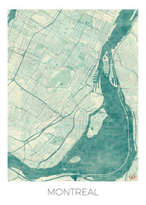 Montreal Map Blue by Hubert Roguski